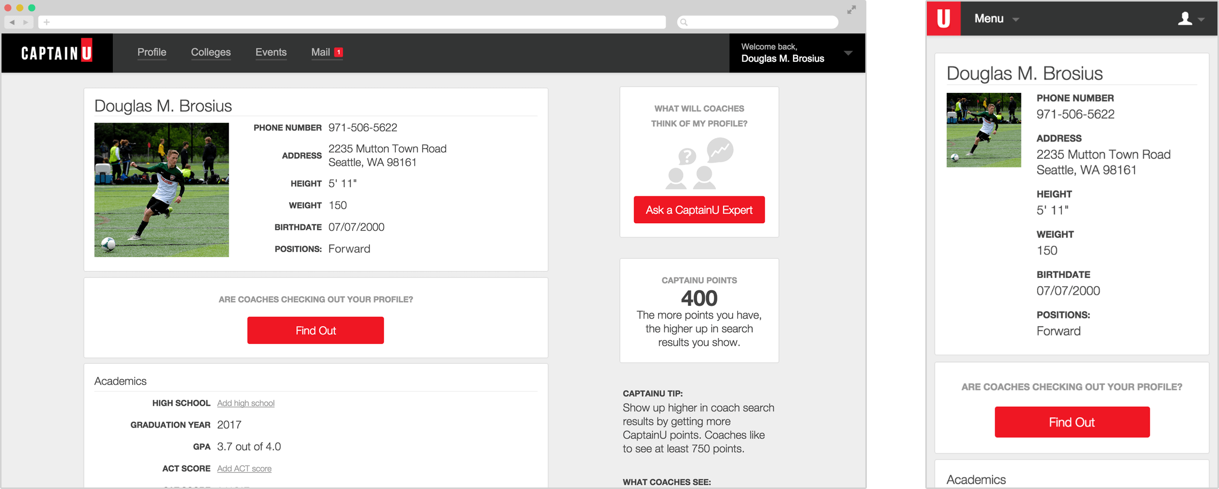 Profile desktop mobile